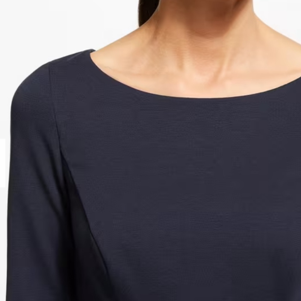 Boden Claudia Ponte Midi Dress Navy Gold Size 4 Colorblock Fit and Flare - Picture 3 of 10